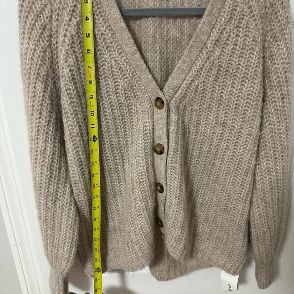 Sezane Basile Neutral Taupe Button-Front Knit Cardigan - Picture 2 of 6